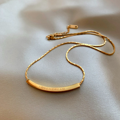 极简钛钢字母微笑项链女轻奢小众高级感毛衣链时尚百搭挂脖配饰品