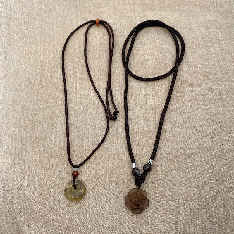 中古风编织山茶花项链