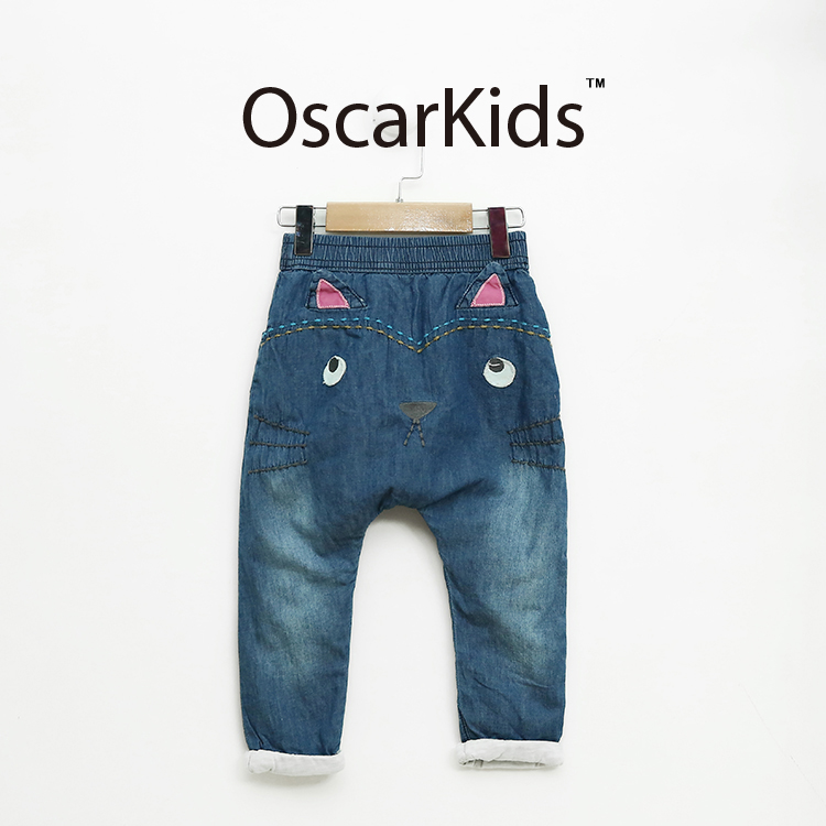 长牛仔裤子婴儿女薄款纯棉软糯春秋单层双层哈伦大pp休闲裤