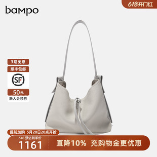 专柜高档真皮单肩大包 BAMPO半坡头层牛皮托特包大容量软包秋新款