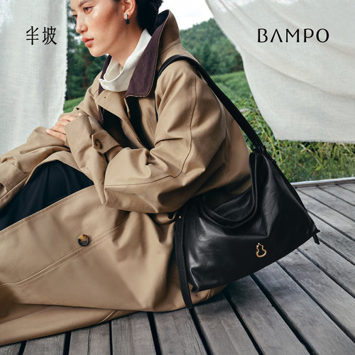 BAMPO半坡绵绵包中号 头层牛皮hobo白色通勤大容量新款单肩托特包