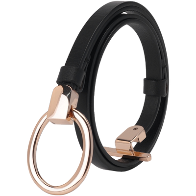 BAMPO半坡头层牛皮腰带女新款专柜品牌百搭设计感装饰真皮细皮带