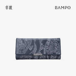 BAMPO半坡头层牛皮钱包女专柜新款 钱夹 高端复古真皮多卡位长款