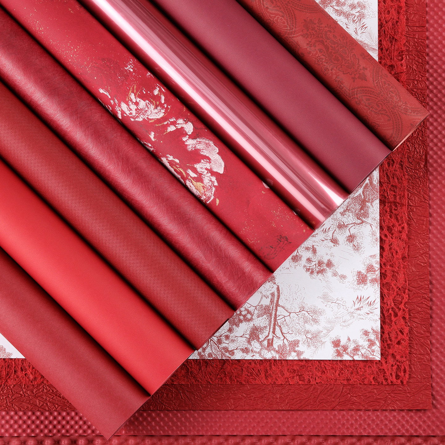 新年红色系包装纸开业结婚礼物大红鲜花婚礼花束手工diy花艺材料