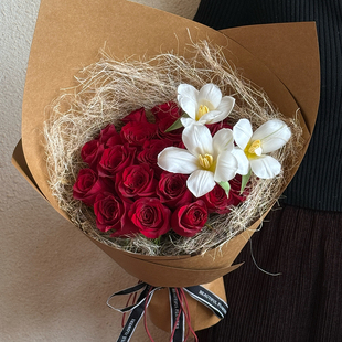 情人节麻丝花束毛边纤维高级感花店花艺包装创意鲜花手工diy材料