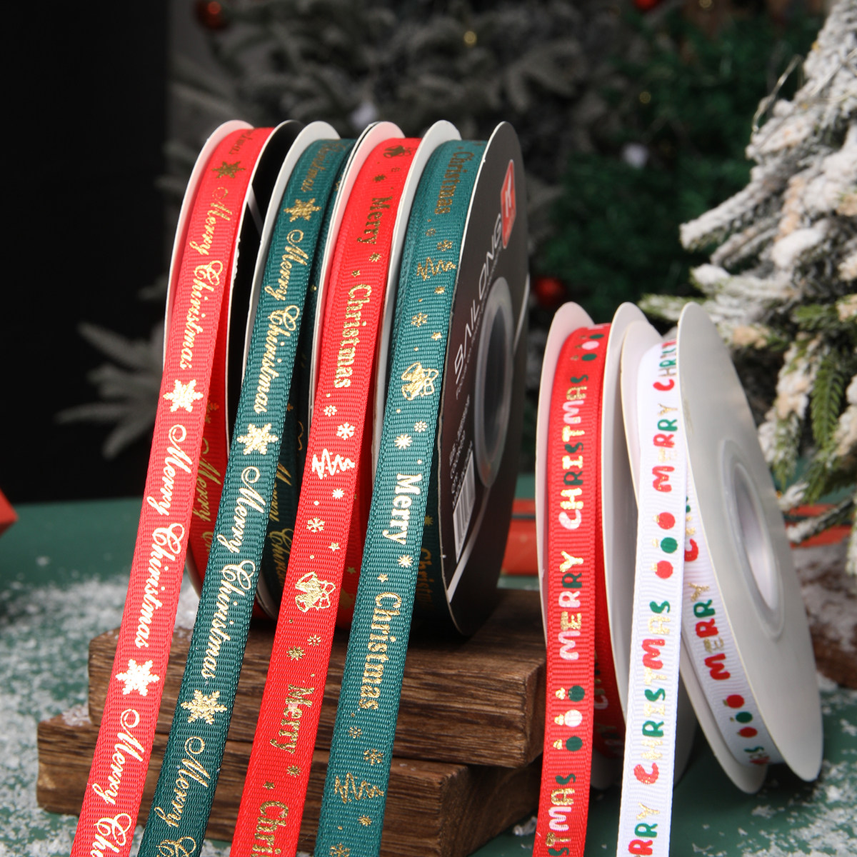 1cm圣诞节丝带红绿礼物礼品包装彩带装饰花束蛋糕礼盒打包缎带