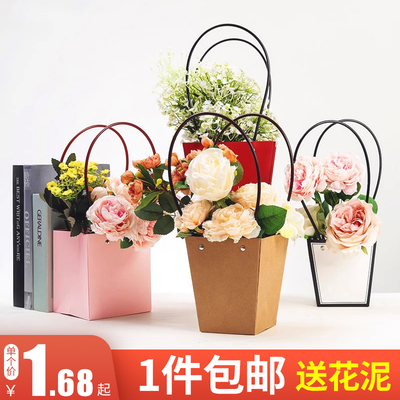 防水牛皮纸鲜花包装袋手提