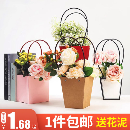 防水牛皮纸鲜花包装袋手提