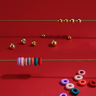 红色小线圈菠萝扣24K定位小圆珠金球豆豆孕妇别针DIY材料胸针配件