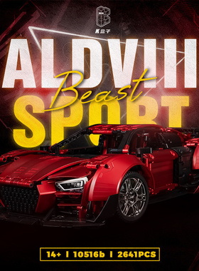 中国积木K盒子机械组低趴奥迪R8跑车高难度男孩拼装赛车玩具10516