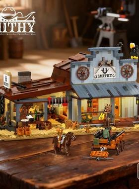 中国积木杰星中世纪建筑街景复古铁匠铺儿童拼装玩具礼物89145