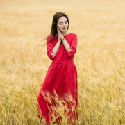 Ma Lin văn học gốc cotton và vải lanh nữ 2019 eo và hè mẫu eo là váy lanh mỏng nữ mùa hè - Váy dài
