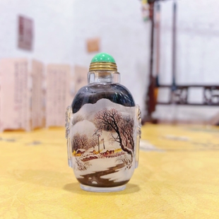 匠心内画鼻烟壶手工绘画收藏新年送礼高档礼品摆件冬季瑞雪兆丰年