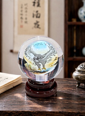 新款内画琉璃水晶球办公桌摆件