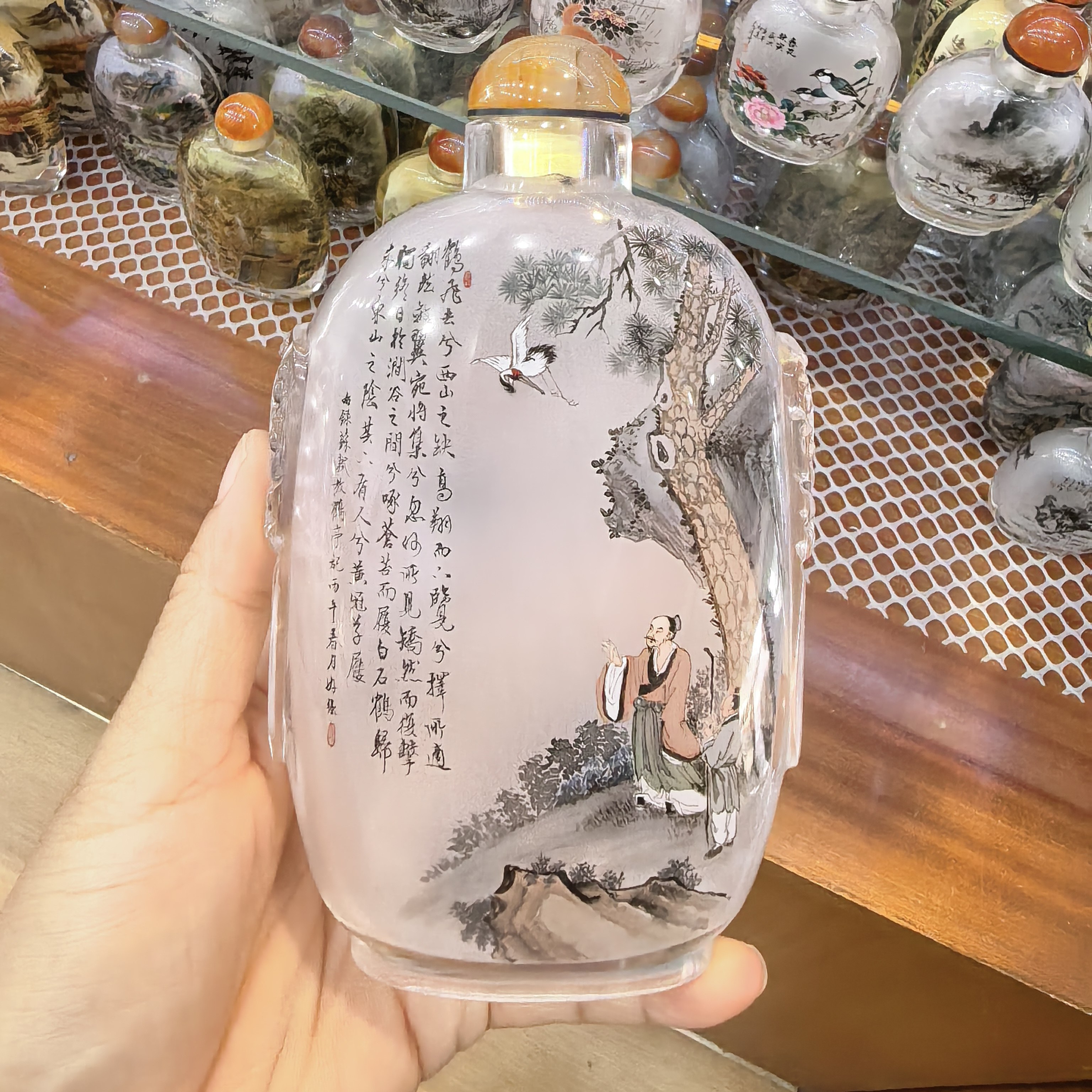 匠心独韵内画鼻烟壶精品作品古代人物曦之爱鹅图诗词图文