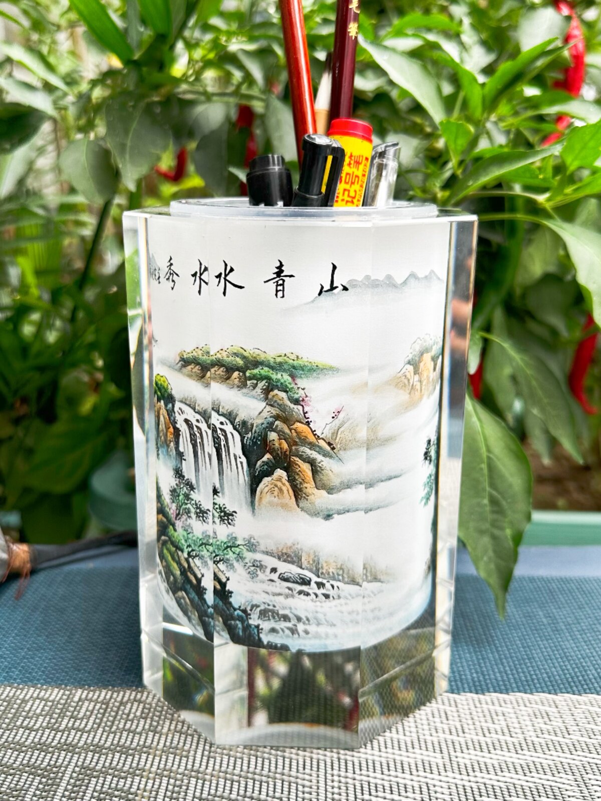 독창성과 독특한 내부 페인팅 순수 수제 페인팅 펜 홀더 창의적인 명절 선물 문구류 사무용품 학습 테이블 장식