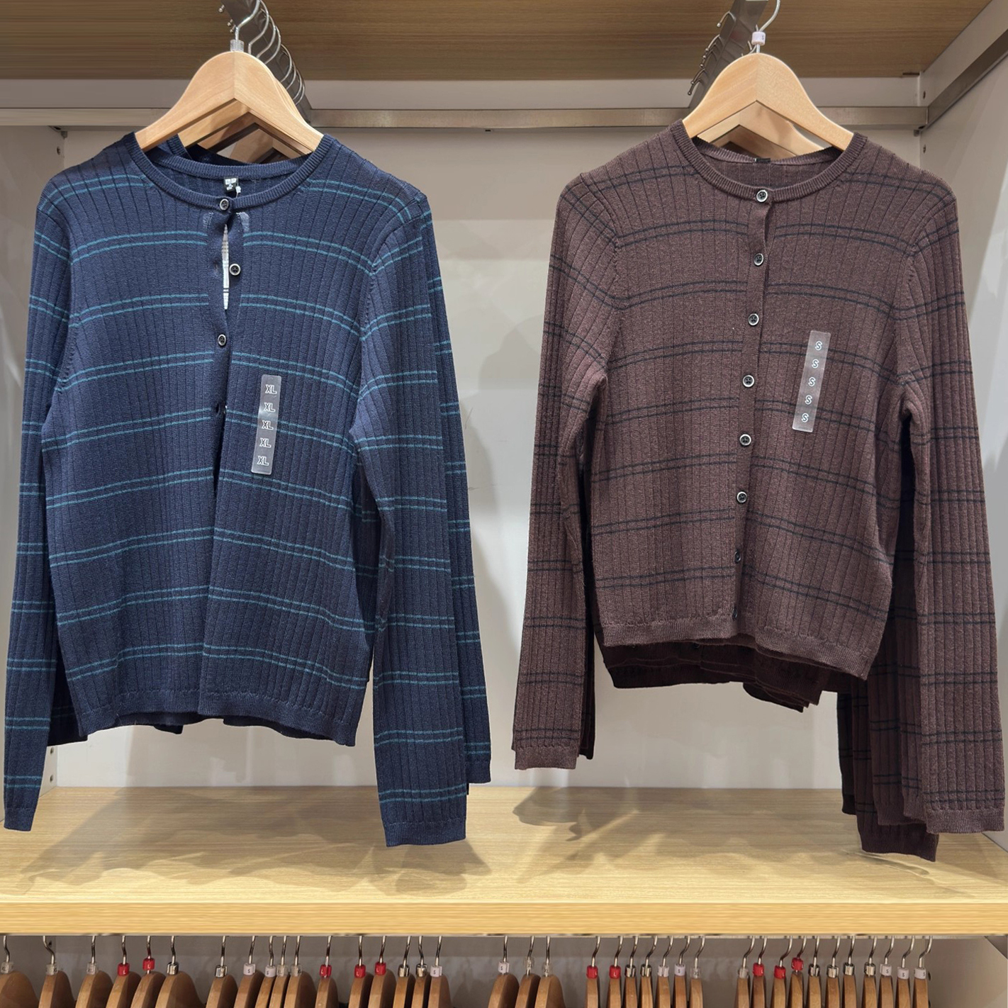 日系新女装精纺美利奴羊毛罗纹圆领条纹针织短开衫秋冬新款481408