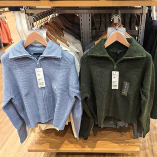 外套25新款 日单 毛衣毛衫 舒芙蕾拉链针织开衫 宽松外套480490 女装