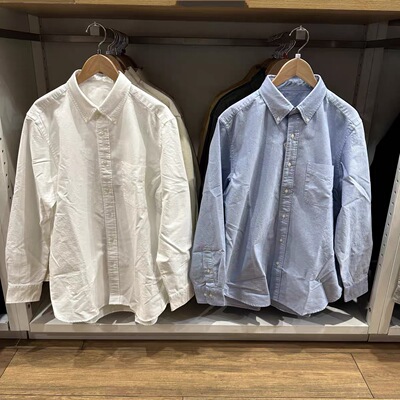 男装女装牛津纺衬衫/长袖衬衣休闲素色通勤482445