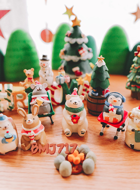 日本原装正版maruwa zakka冬日迷你公仔白熊绵羊兔潮玩桌面摆件