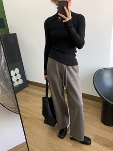 加密加厚直筒裤 抗起球宽松长裤子女秋冬阔腿百搭高腰通勤奶奶裤