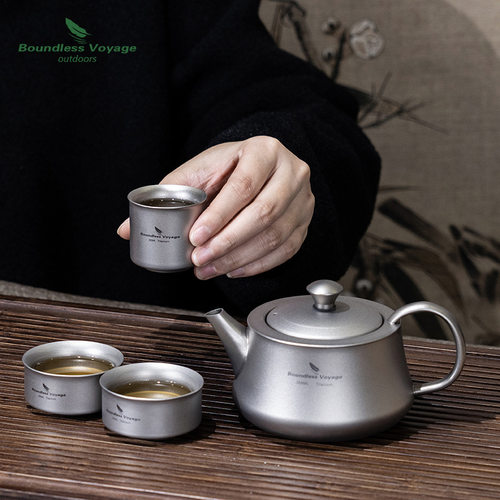必唯纯钛泡茶壶带茶漏300ml功夫茶具沏茶壶茶杯露营轻便便携