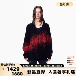 银泰 JAC 女士黑红渐变毛衣开衫 26新年限订 301489 FLEURANT