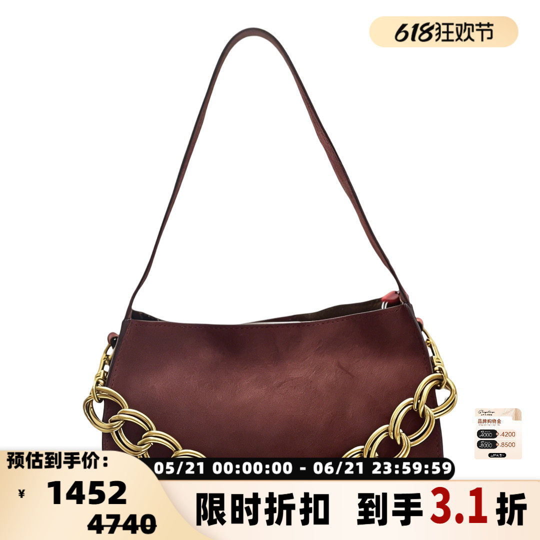 MANU ATELIER 女士麂皮粗链条小号单肩腋下包银泰百货 301596