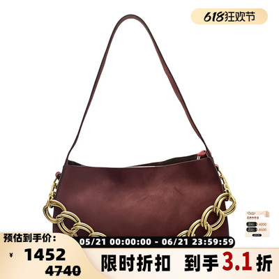 MANU ATELIER 女士麂皮粗链条小号单肩腋下包银泰百货 301596