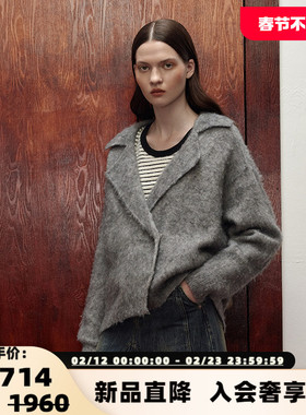 SHRO ENRODérive系列 灰色马海毛羊毛西装领外套   301469