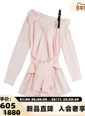 BANSLANDER女士绑带解构袖皮带衬衫裙银泰百货精品 301601