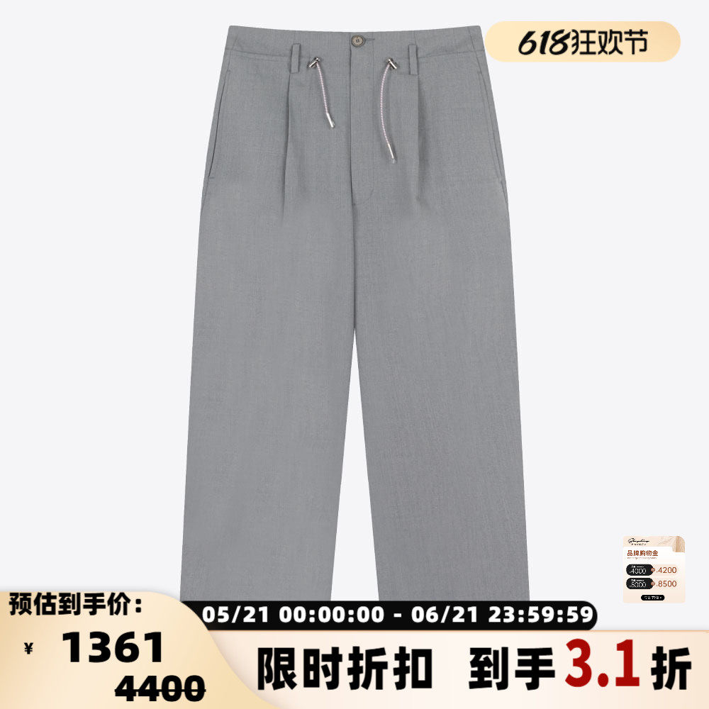 GIVENCHY 新品男士拉链扣带简约宽松直筒休闲裤银泰百货 301604