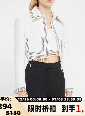 【折扣】RECTO 春季女士白色短款设计感气质通勤休闲夹克外套