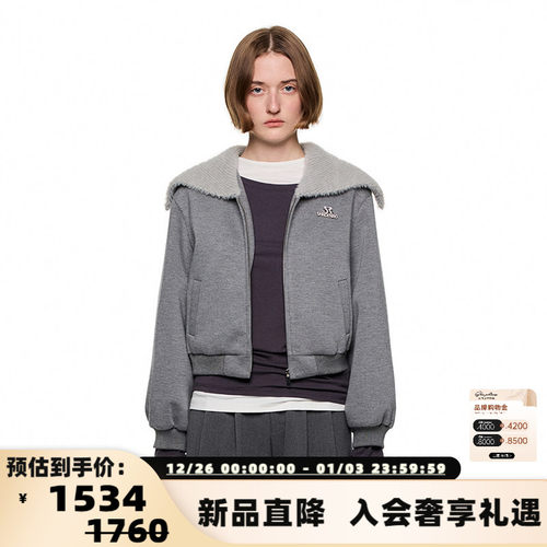 SHRO ENRO Perfect distance 女士大翻领短款卫衣外套银泰301469