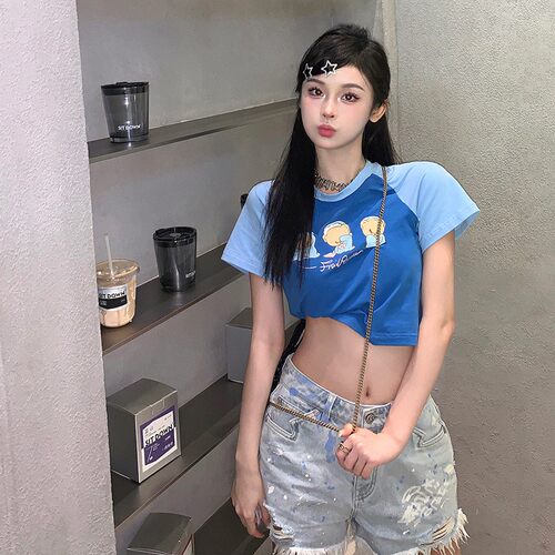 FRAILSTATE撞色小熊印花短T