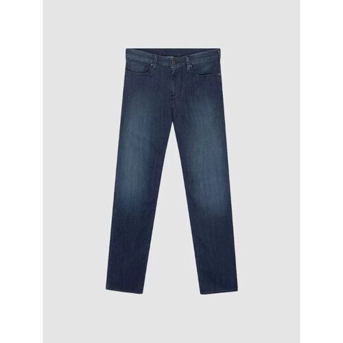 EMPORIO ARMANI男士春夏简约休闲金属logo直筒牛仔裤 银泰 301604