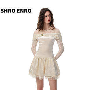 SHRO ENRO26秋冬新款女士植绒烧花蛋糕甜美可爱半身裙短裙301469