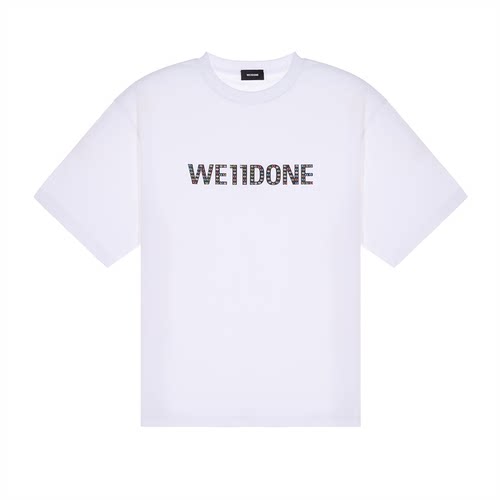 WE11DONE 男士简约休闲圆领落肩袖纯棉短袖T恤 银泰百货 301574