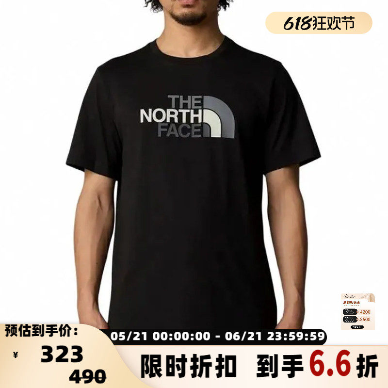 北面THE NORTH FACE 男士Logo字母圆领短袖T恤 银泰百货 300217