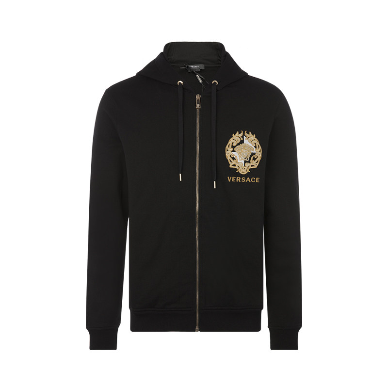 VERSACE JEANS COUTURE/范思哲 男士黑色休闲卫衣外套