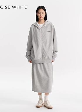 CONCISE-WHITE 秋冬女士新款腰部抽褶分割半裙银泰百货 301257