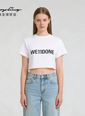 WE 11 DONE 春夏女士白色字母logo印花短款T恤衫银泰百货 301596