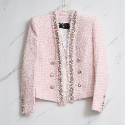 BALMAIN 女士钉珠双排扣小香风短款外套银泰百货精品 301596