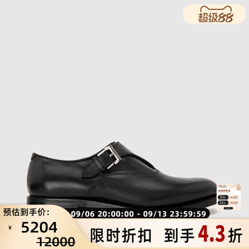 FERRAGAMO菲拉格慕 秋春男士金属扣牛皮革休闲皮鞋银泰 301604