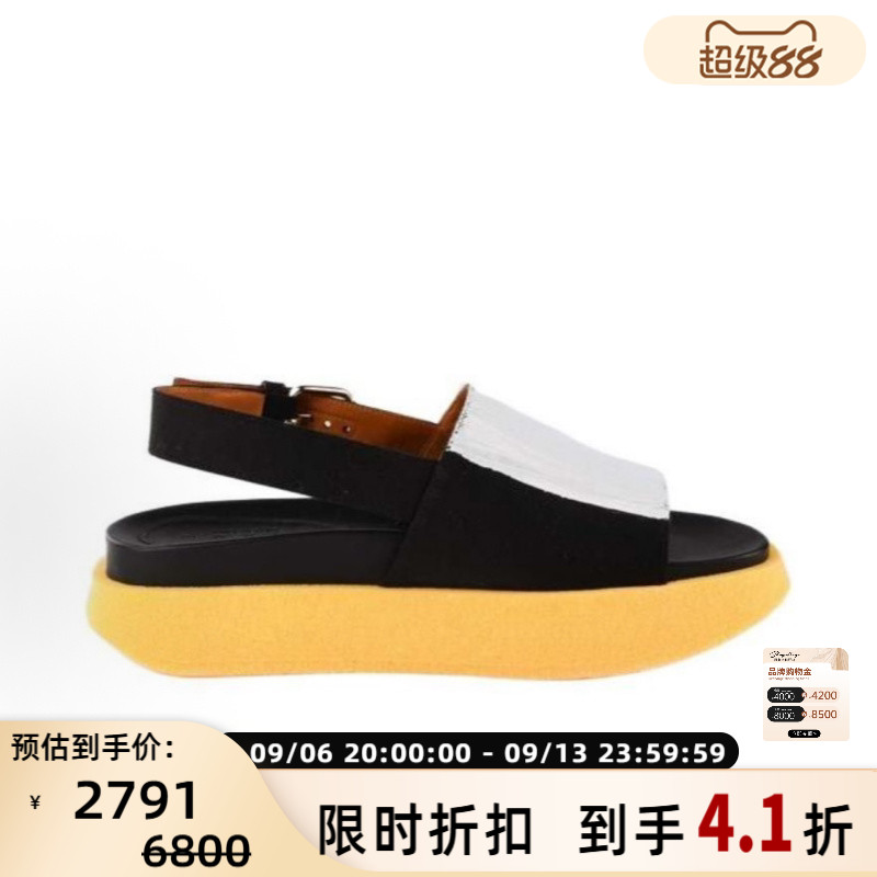 MARNI女士时尚街头通勤厚底拼色圆头露趾休闲凉鞋 银泰 301604图片