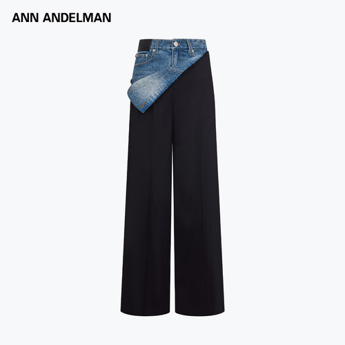 ANN ANDELMAN 26春夏新款女士解构翻折牛仔拼接西裤银泰 301286