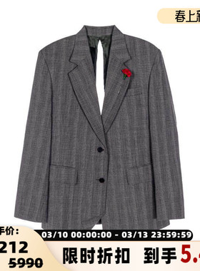 pushBUTTON 秋冬女士复古格纹西装夹克银泰百货精品 301574