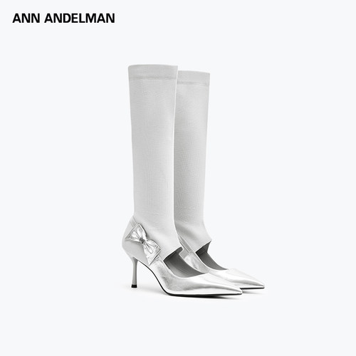 ANN ANDELMAN  新款蝴蝶结连袜靴细跟高跟鞋银泰百货 301286