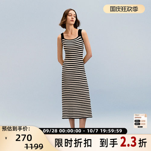INSPIRE肌理宽肩带针织连衣裙