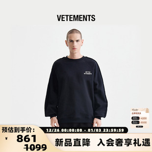 VETEMENTS秋冬男女同款 301446 纯棉刺绣印花圆领卫衣银泰百货